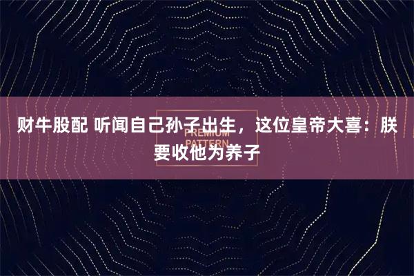 财牛股配 听闻自己孙子出生，这位皇帝大喜：朕要收他为养子