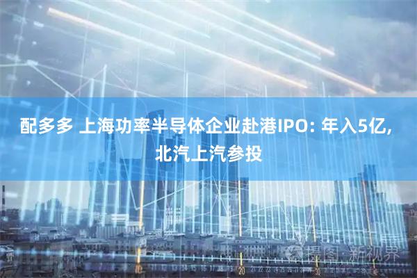 配多多 上海功率半导体企业赴港IPO: 年入5亿, 北汽上汽参投