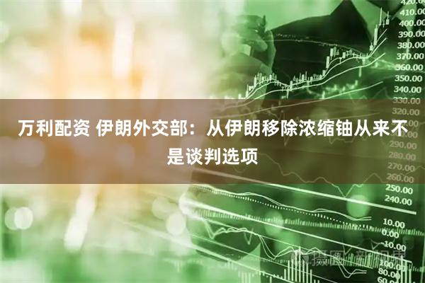 万利配资 伊朗外交部：从伊朗移除浓缩铀从来不是谈判选项